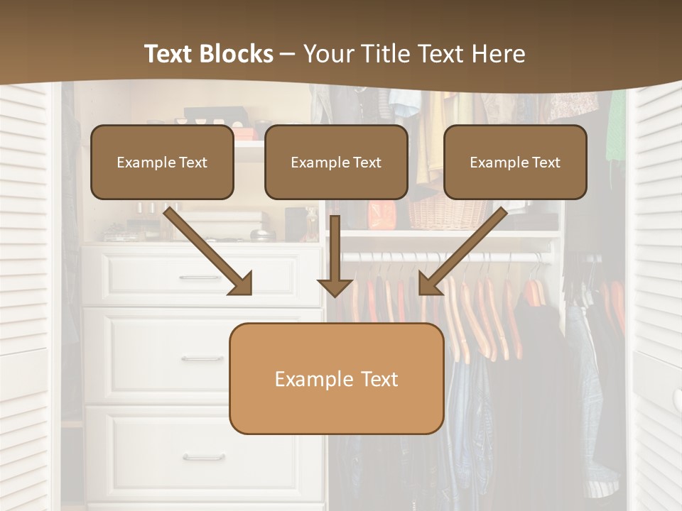 An Open Closet With Clothes And Baskets On It PowerPoint Template