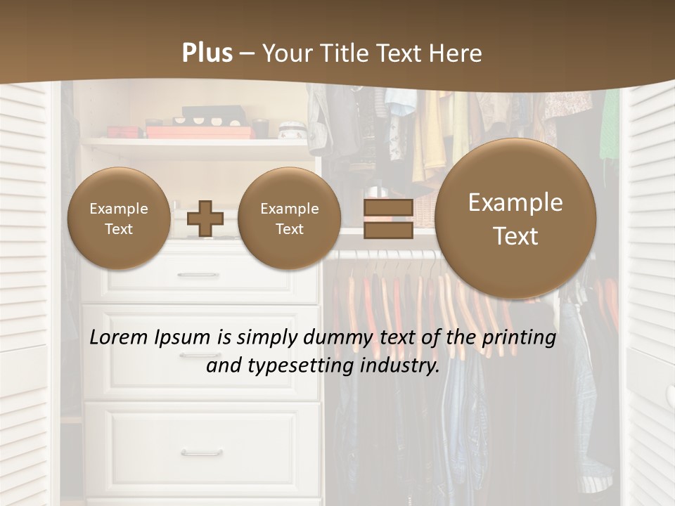 An Open Closet With Clothes And Baskets On It PowerPoint Template