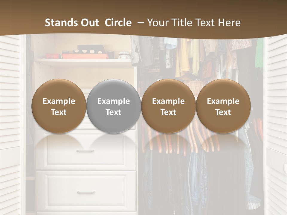 An Open Closet With Clothes And Baskets On It PowerPoint Template