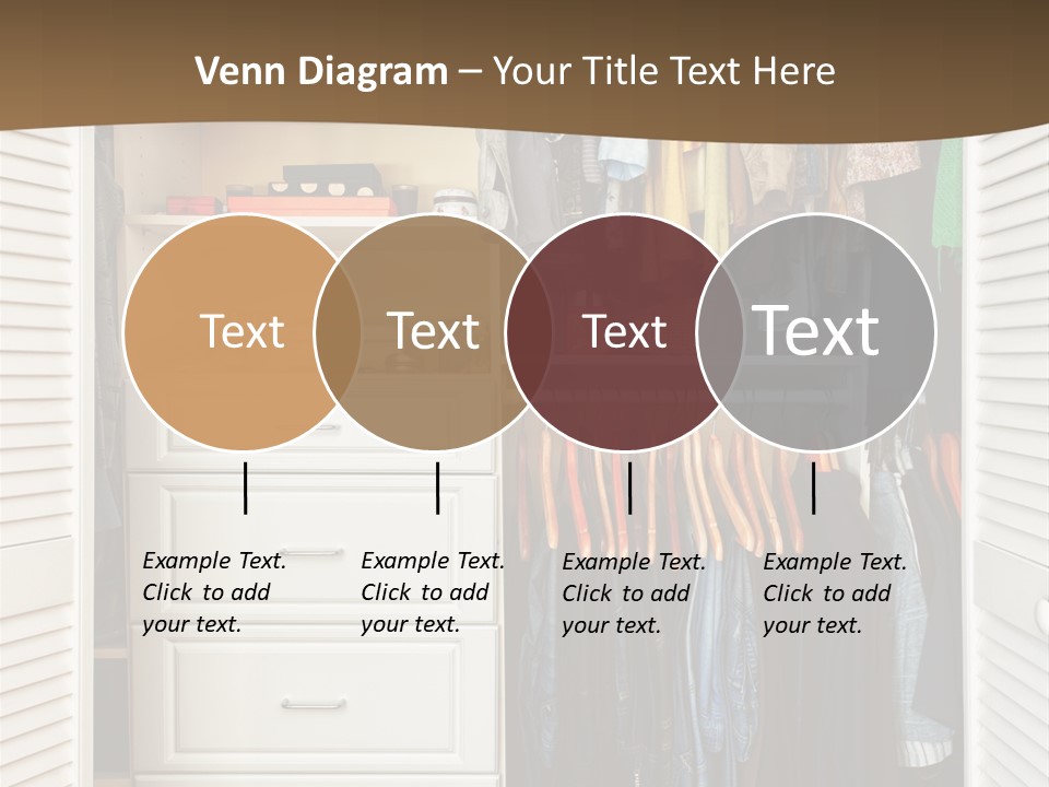 An Open Closet With Clothes And Baskets On It PowerPoint Template