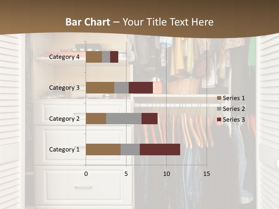 An Open Closet With Clothes And Baskets On It PowerPoint Template