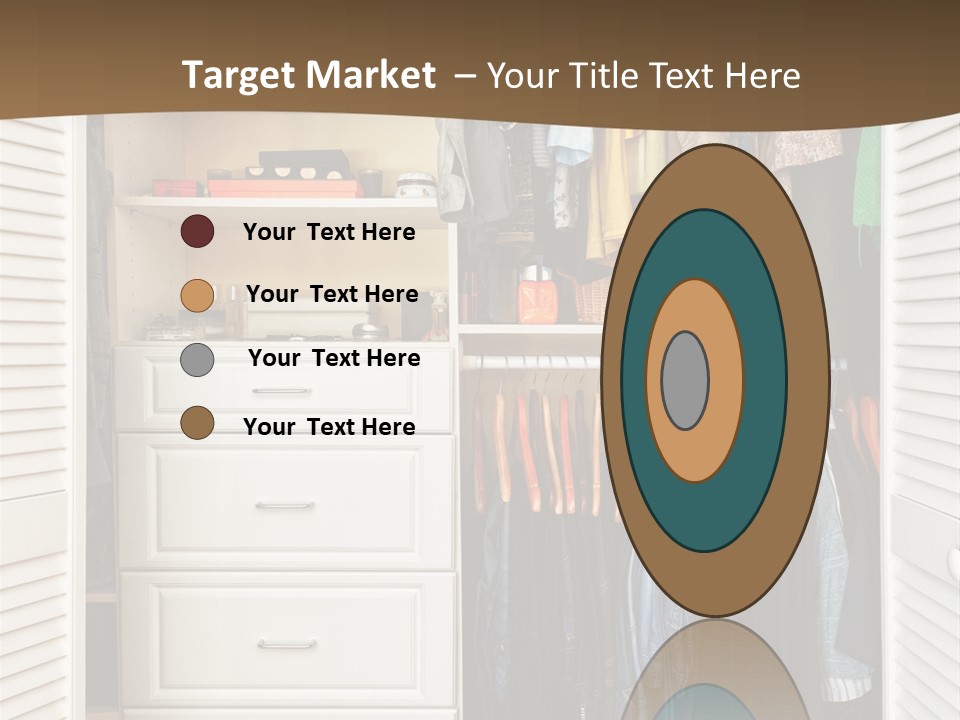 An Open Closet With Clothes And Baskets On It PowerPoint Template