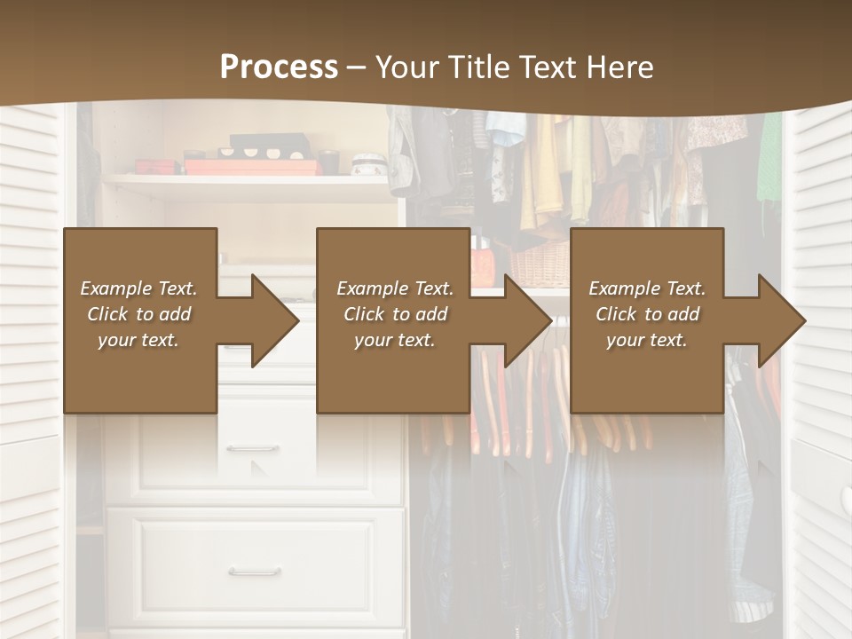 An Open Closet With Clothes And Baskets On It PowerPoint Template