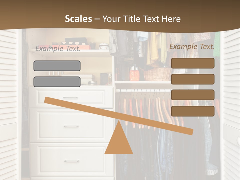 An Open Closet With Clothes And Baskets On It PowerPoint Template