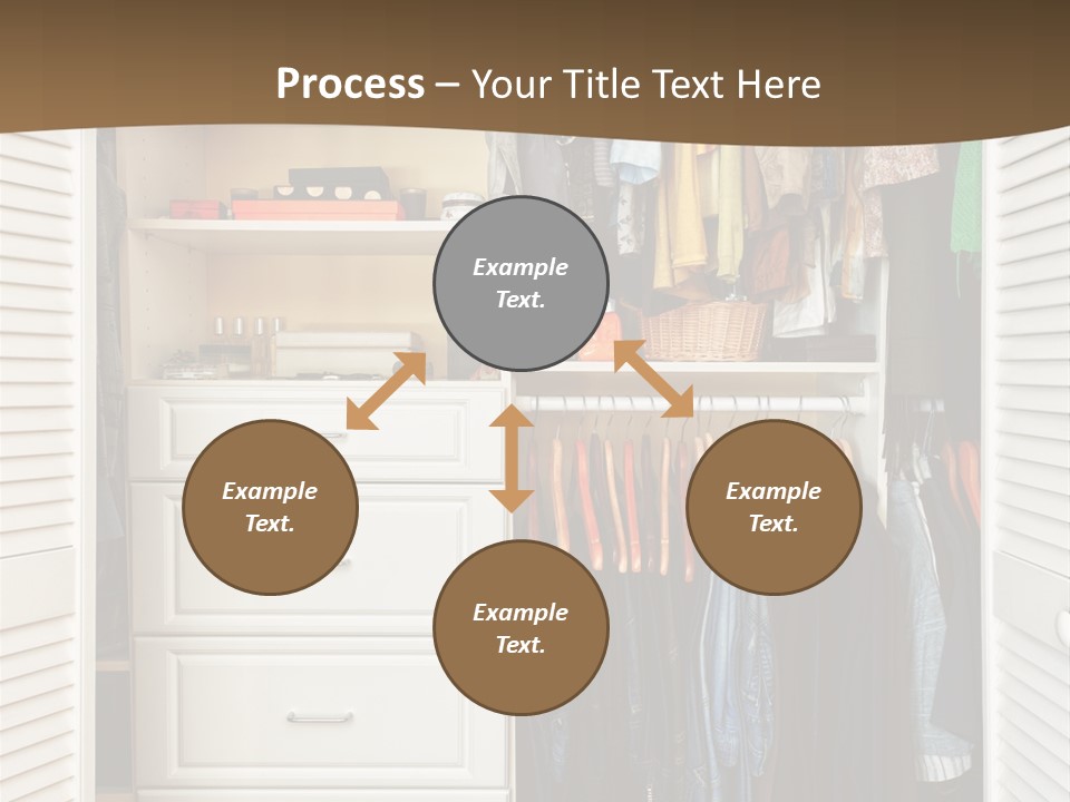 An Open Closet With Clothes And Baskets On It PowerPoint Template