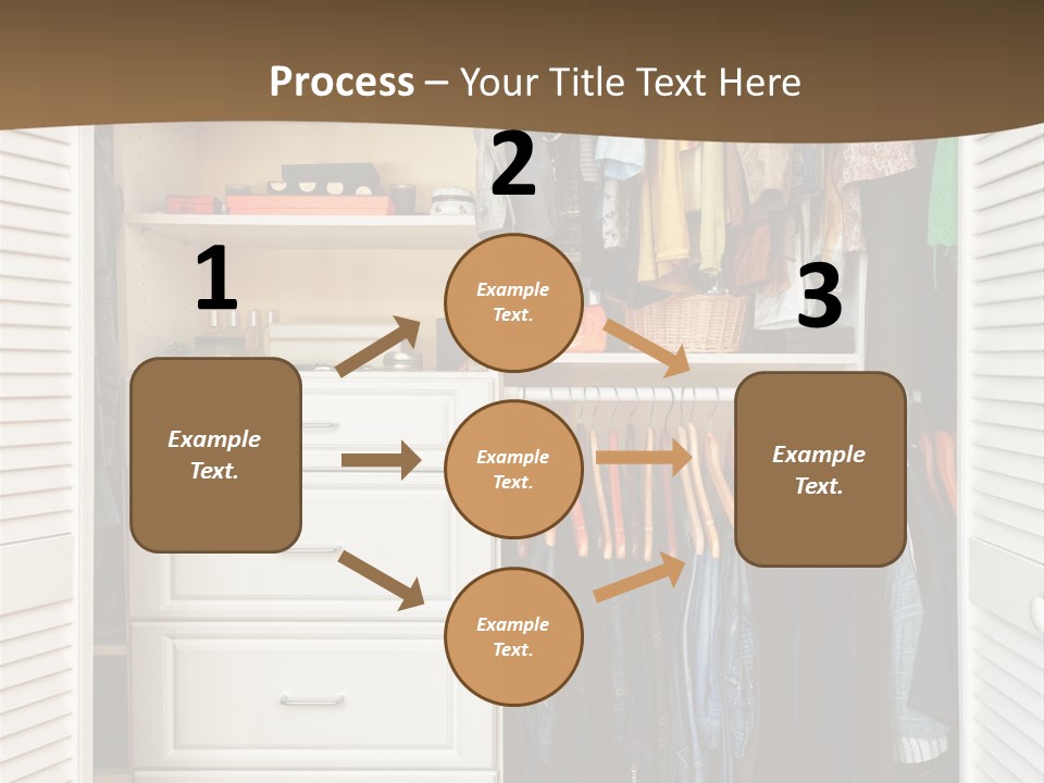 An Open Closet With Clothes And Baskets On It PowerPoint Template
