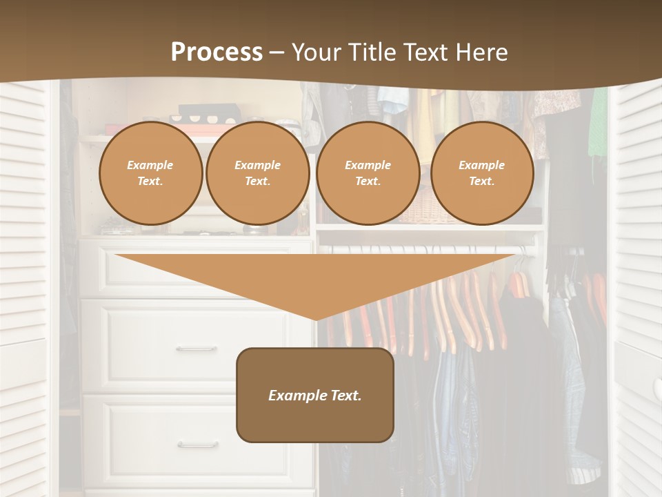 An Open Closet With Clothes And Baskets On It PowerPoint Template