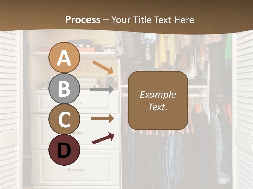 An Open Closet With Clothes And Baskets On It PowerPoint Template