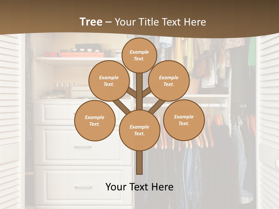An Open Closet With Clothes And Baskets On It PowerPoint Template