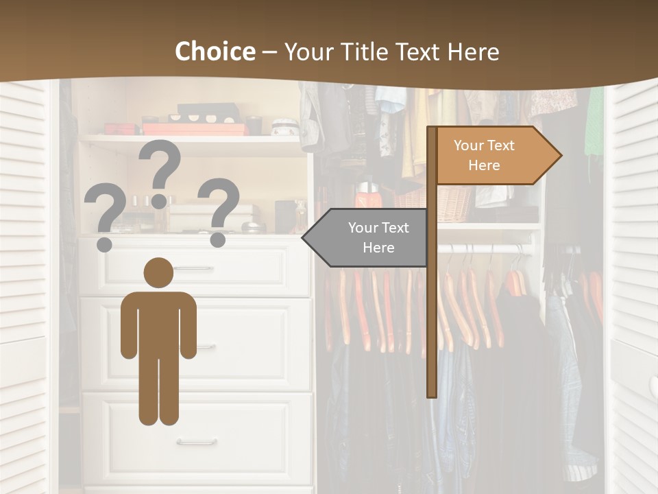 An Open Closet With Clothes And Baskets On It PowerPoint Template