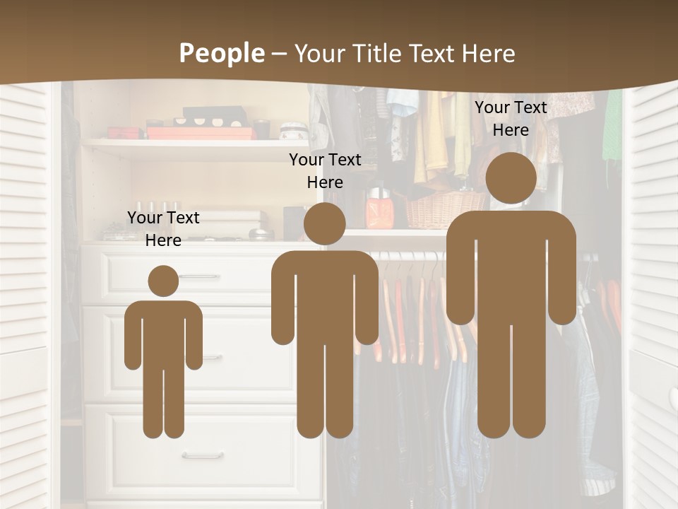 An Open Closet With Clothes And Baskets On It PowerPoint Template