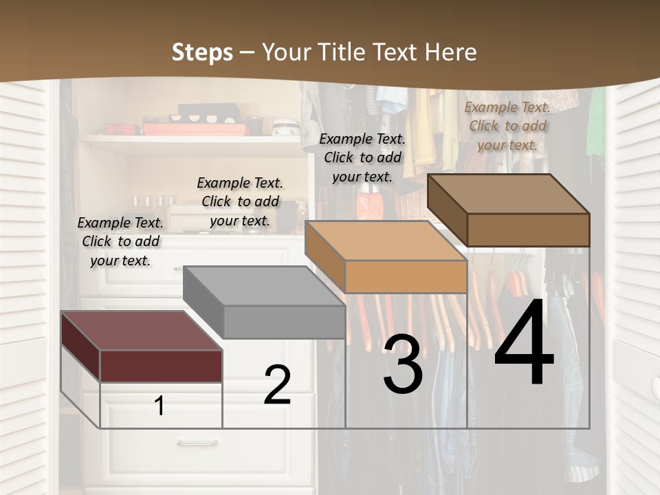 An Open Closet With Clothes And Baskets On It PowerPoint Template