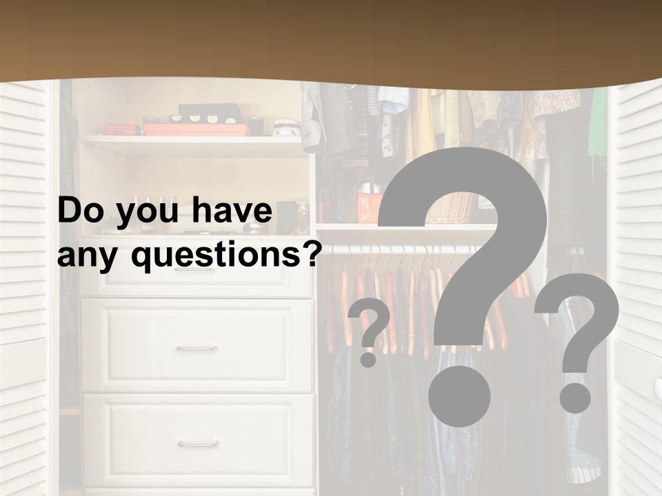 An Open Closet With Clothes And Baskets On It PowerPoint Template