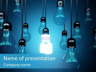 A Group Of Light Bulbs Hanging From The Ceiling PowerPoint Template