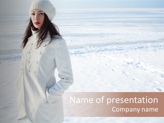 Winter Lady Sea PowerPoint Template