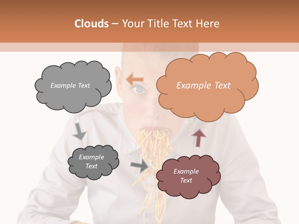 A Woman Is Eating Spaghetti From A Bowl PowerPoint Template