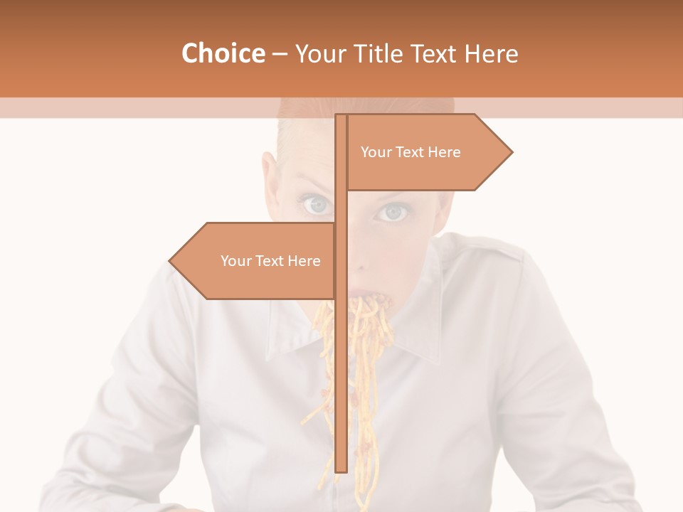 A Woman Is Eating Spaghetti From A Bowl PowerPoint Template