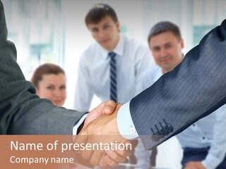 Young Handshake Businessman PowerPoint Template