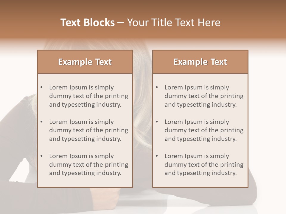 A Woman Sitting At A Table With Her Hand On Her Chin PowerPoint Template