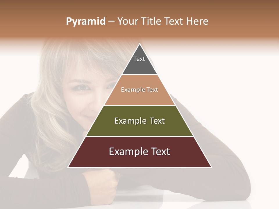 A Woman Sitting At A Table With Her Hand On Her Chin PowerPoint Template