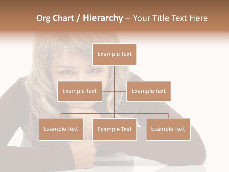 A Woman Sitting At A Table With Her Hand On Her Chin PowerPoint Template
