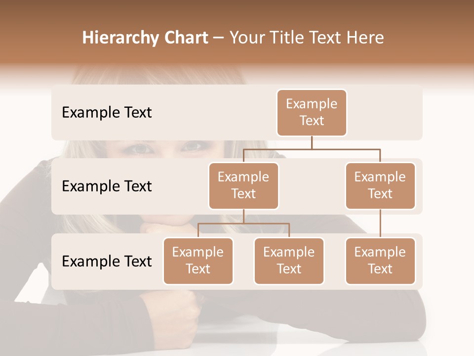A Woman Sitting At A Table With Her Hand On Her Chin PowerPoint Template