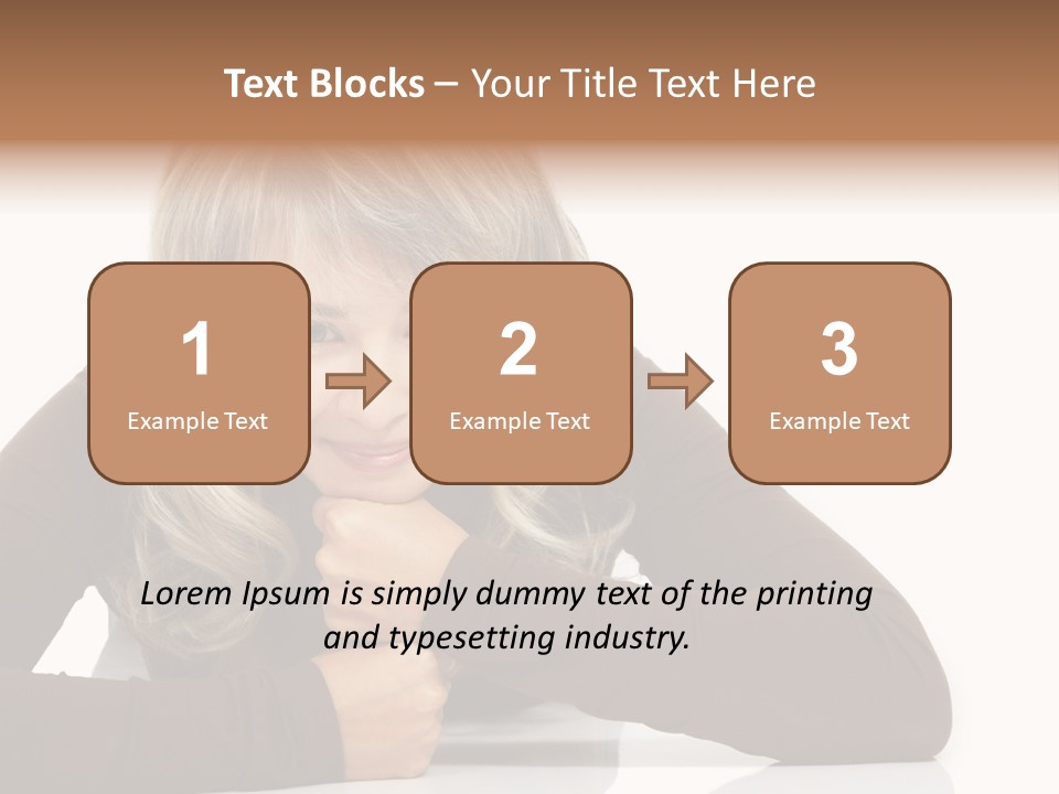 A Woman Sitting At A Table With Her Hand On Her Chin PowerPoint Template