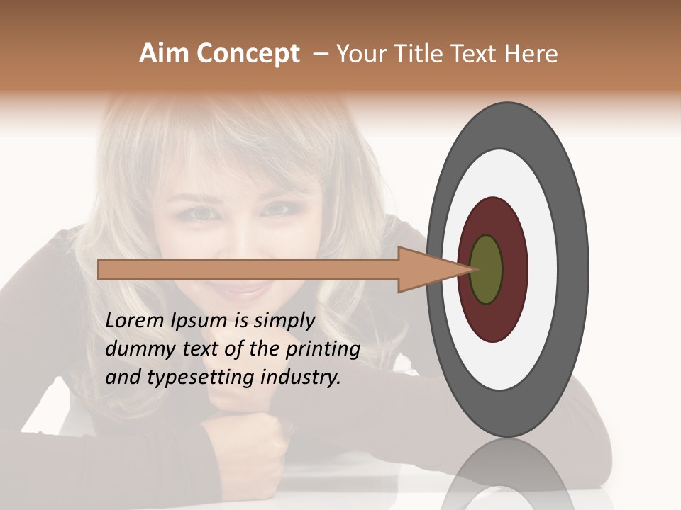 A Woman Sitting At A Table With Her Hand On Her Chin PowerPoint Template