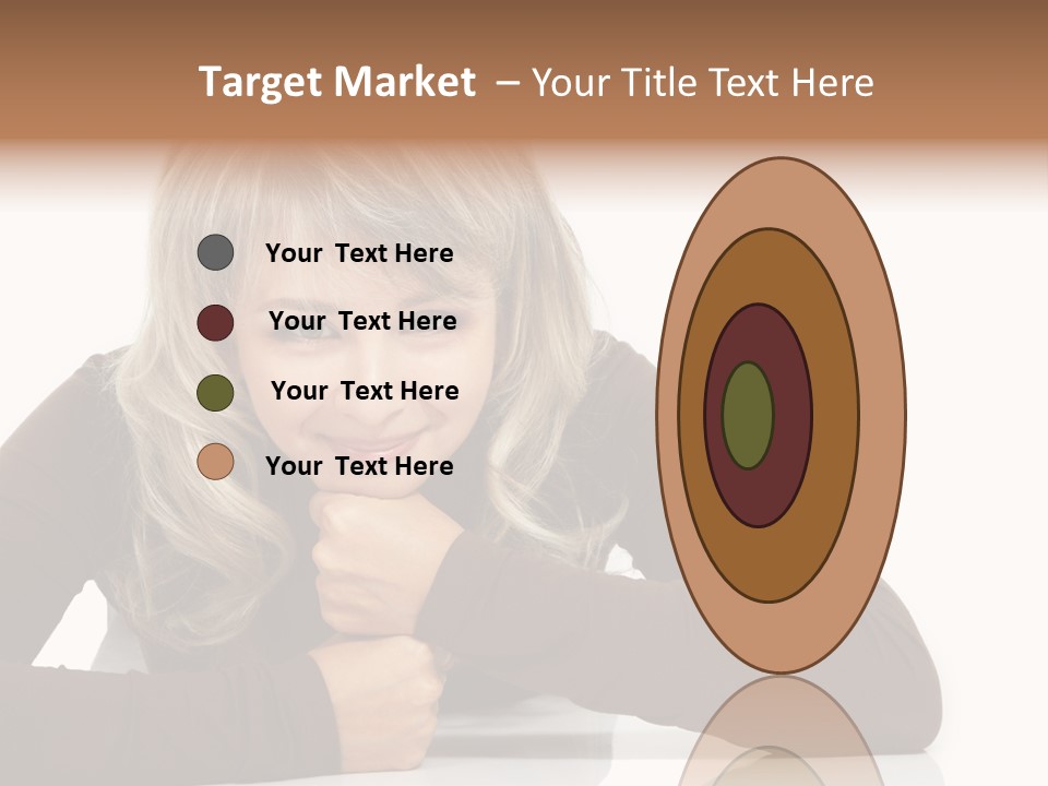 A Woman Sitting At A Table With Her Hand On Her Chin PowerPoint Template