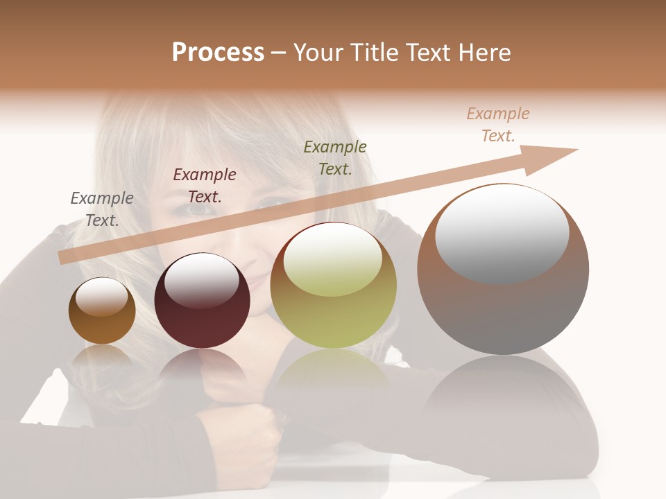 A Woman Sitting At A Table With Her Hand On Her Chin PowerPoint Template