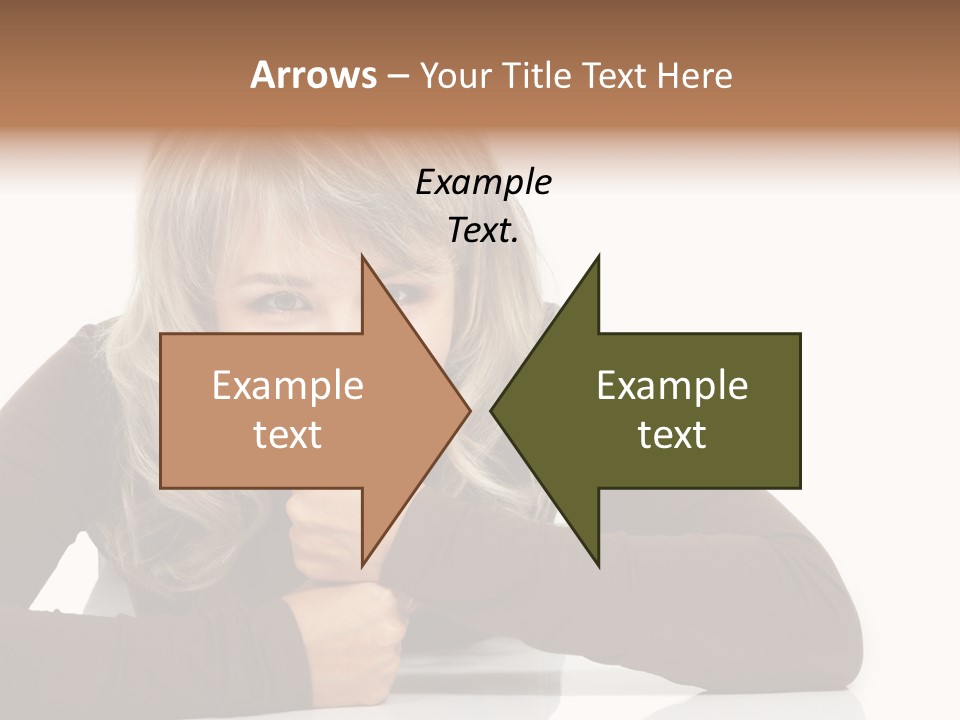 A Woman Sitting At A Table With Her Hand On Her Chin PowerPoint Template