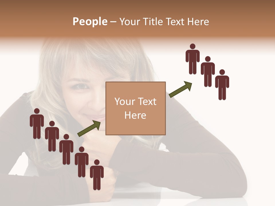 A Woman Sitting At A Table With Her Hand On Her Chin PowerPoint Template