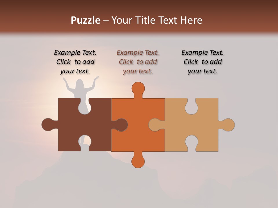 A Person Standing On Top Of A Mountain With Their Arms In The Air PowerPoint Template