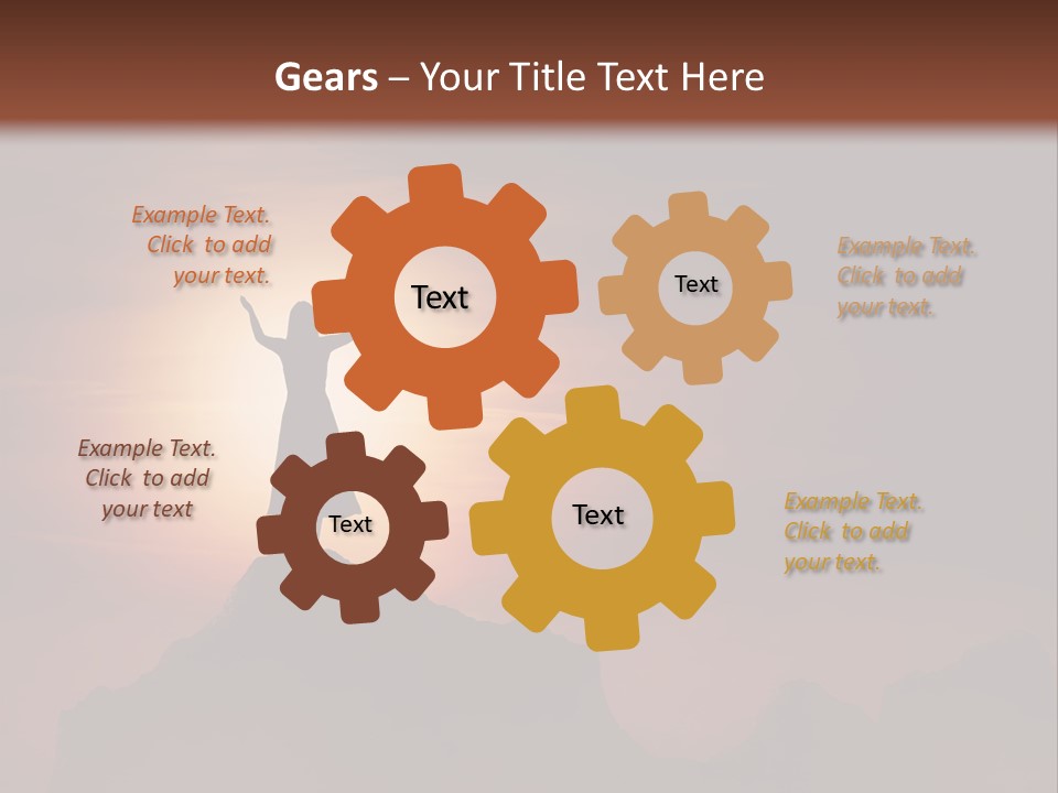 A Person Standing On Top Of A Mountain With Their Arms In The Air PowerPoint Template