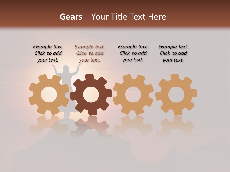 A Person Standing On Top Of A Mountain With Their Arms In The Air PowerPoint Template