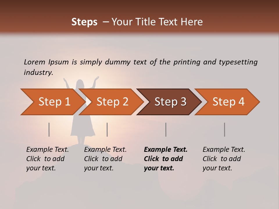 A Person Standing On Top Of A Mountain With Their Arms In The Air PowerPoint Template