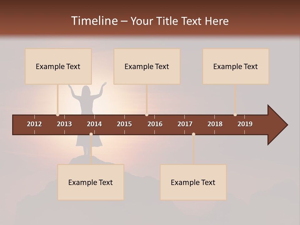 A Person Standing On Top Of A Mountain With Their Arms In The Air PowerPoint Template