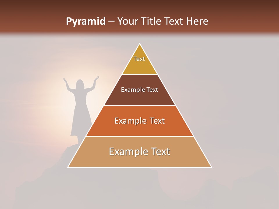 A Person Standing On Top Of A Mountain With Their Arms In The Air PowerPoint Template