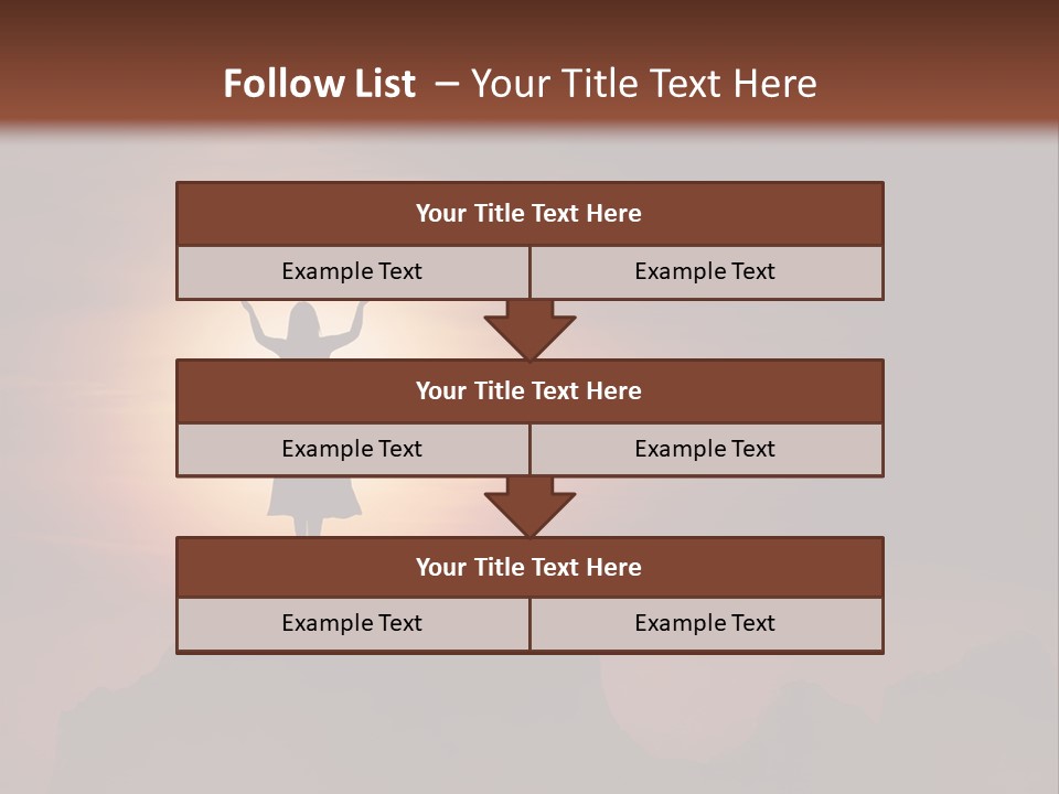 A Person Standing On Top Of A Mountain With Their Arms In The Air PowerPoint Template