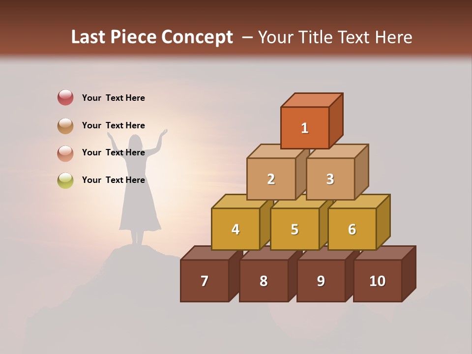 A Person Standing On Top Of A Mountain With Their Arms In The Air PowerPoint Template