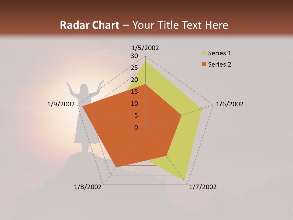 A Person Standing On Top Of A Mountain With Their Arms In The Air PowerPoint Template