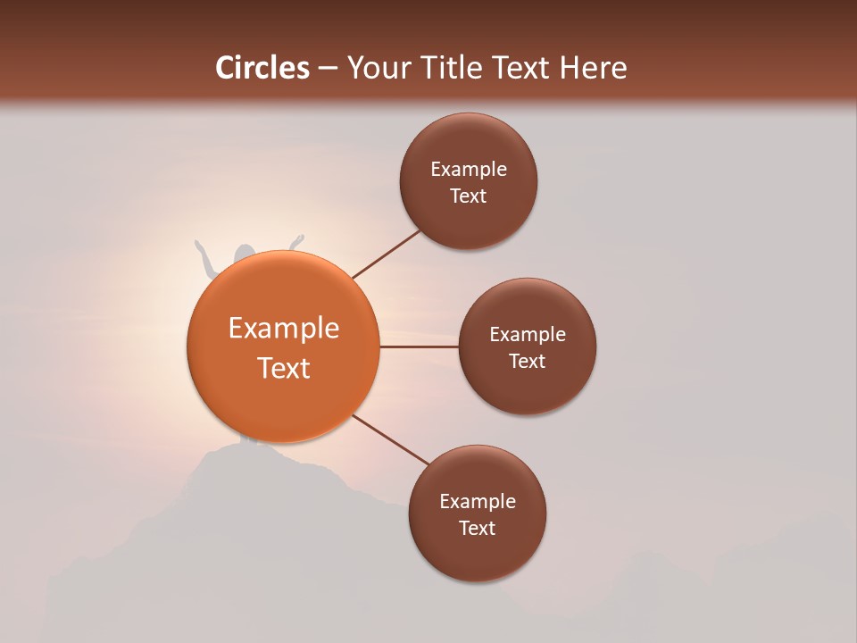 A Person Standing On Top Of A Mountain With Their Arms In The Air PowerPoint Template