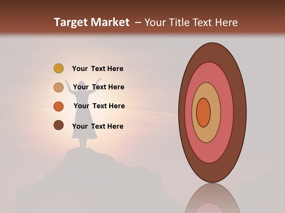 A Person Standing On Top Of A Mountain With Their Arms In The Air PowerPoint Template