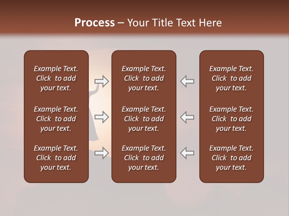 A Person Standing On Top Of A Mountain With Their Arms In The Air PowerPoint Template