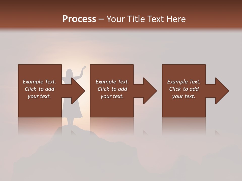 A Person Standing On Top Of A Mountain With Their Arms In The Air PowerPoint Template