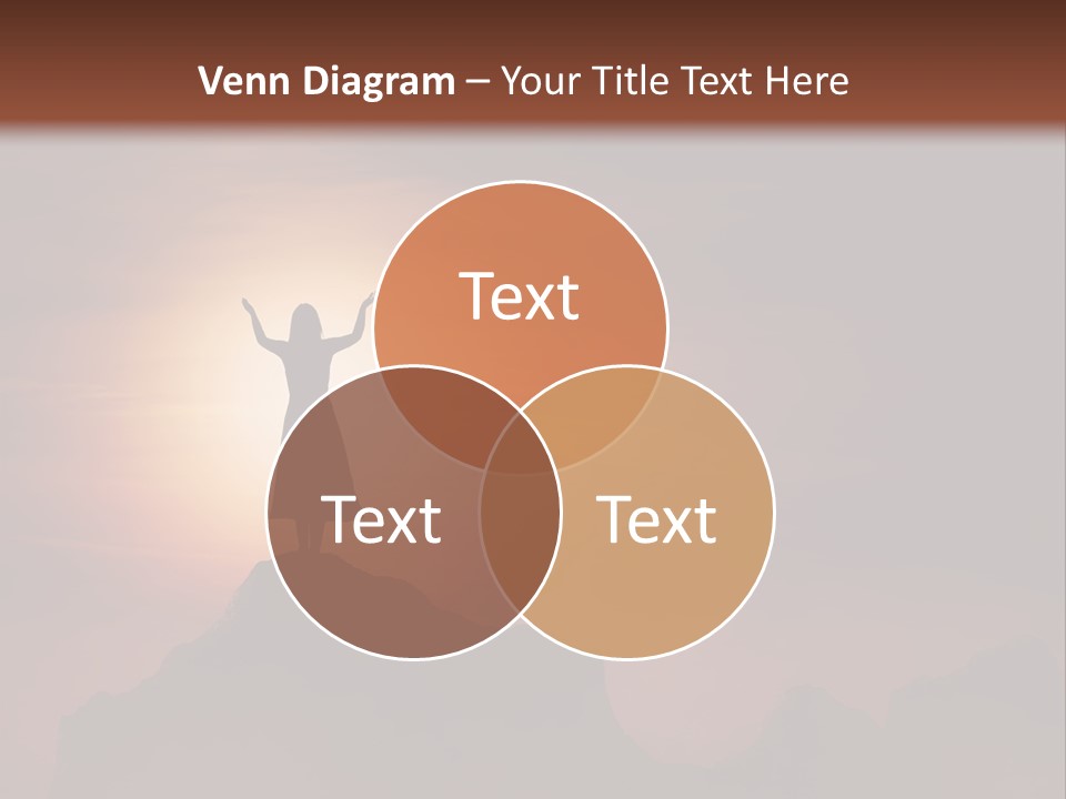 A Person Standing On Top Of A Mountain With Their Arms In The Air PowerPoint Template