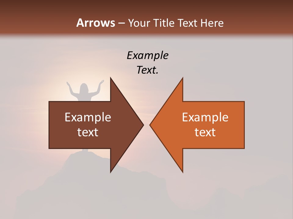 A Person Standing On Top Of A Mountain With Their Arms In The Air PowerPoint Template