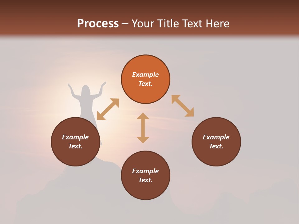 A Person Standing On Top Of A Mountain With Their Arms In The Air PowerPoint Template