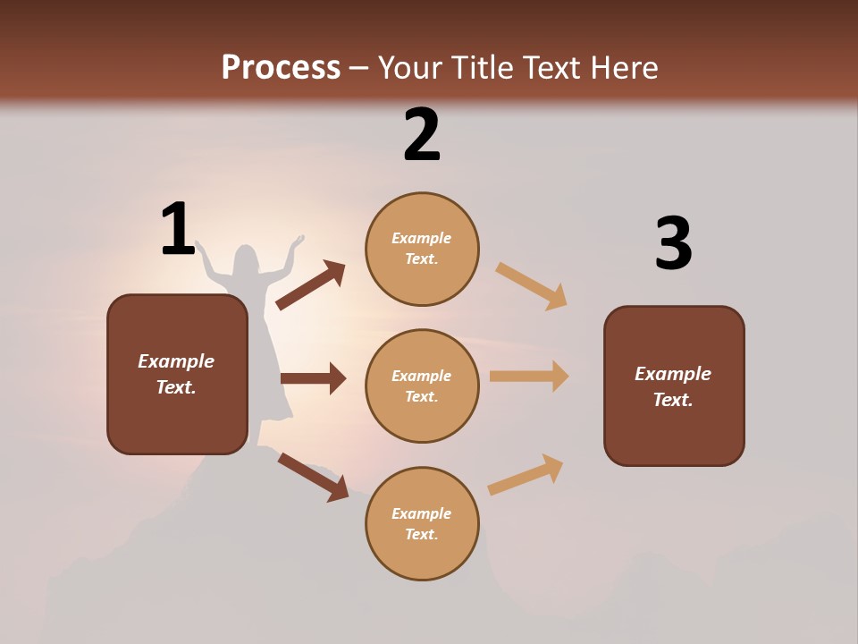 A Person Standing On Top Of A Mountain With Their Arms In The Air PowerPoint Template