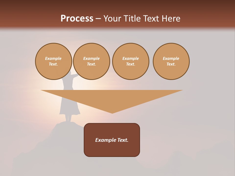 A Person Standing On Top Of A Mountain With Their Arms In The Air PowerPoint Template